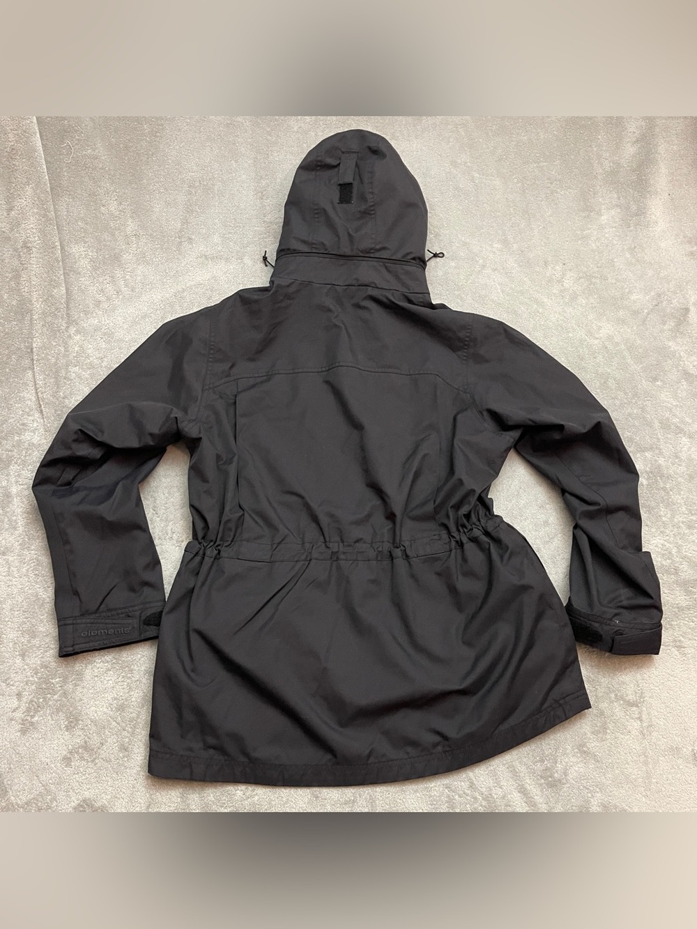 REI Elements Womens M Black Rain Jacket Full Zip Hooded Nylon Parka Coat - Picture 7 of 9